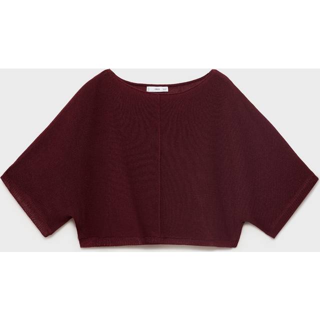 Oversized fine-knit sweater burgundy - Woman - M - MANGO - Burgundy