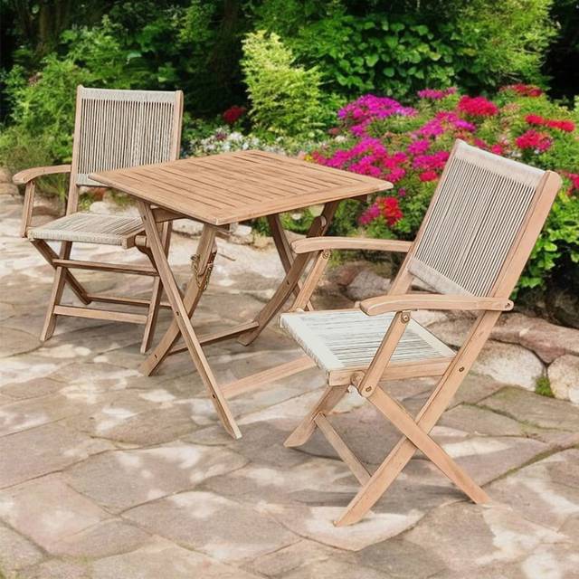Royalcraft London 2 Seater Square Foldable Rope Bistro Set - Brown