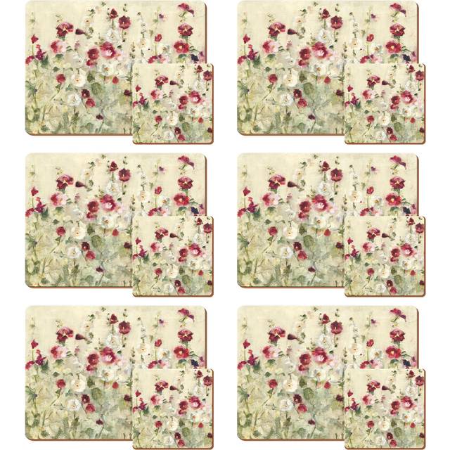 Set of 6 Wild Field Poppies Placemats & Coasters - Red