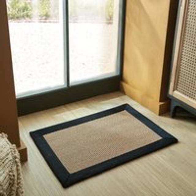 Herringbone Jute Border Doormat - Herringbone Border Black