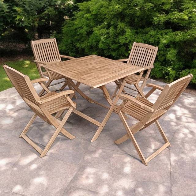 Royalcraft 1 LONDON 90cm Square Folding Set with 4 London Folding Armchairs