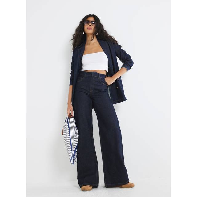 River Island Womens Blue High Rise Wide Leg Jeans - 10L