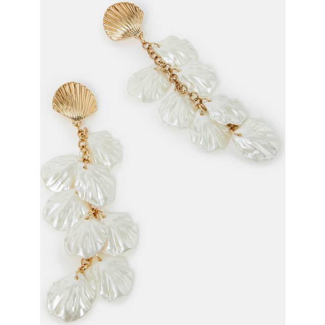Gold Shell Pearl Drop Earrings - Accessorize - One Size