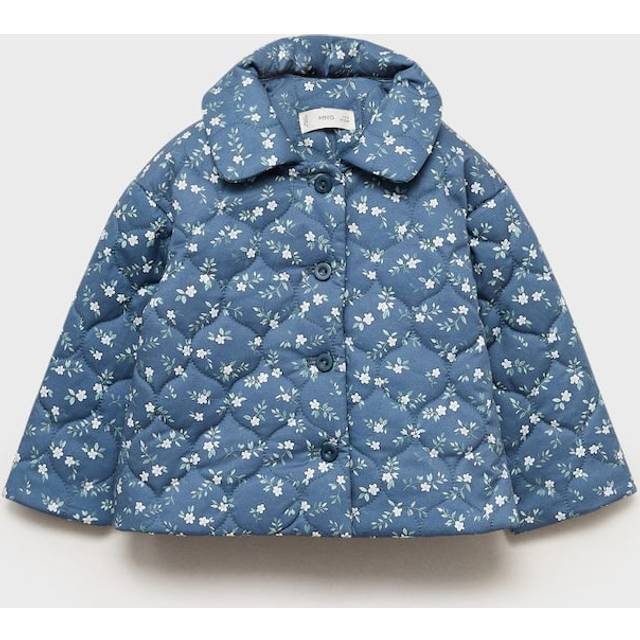Mango Baby Girls Printed Quilted Jacket - Navy, Navy, Size 9-12 Months - 9-12 MONTHS