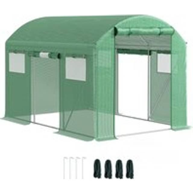 Outsunny Polytunnel Greenhouse with 3 Roll-up Doors 3 x 2 x 2m Green