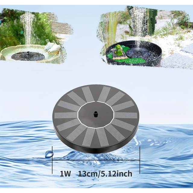 TEMU Solar Bird Bath Fountain Pump With 6 Nozzles - , No Battery Needed, Plastic, Floating Design For Garden, Pond, Pool Outdoor Decor, Bird Bath Accessory | Floating Solar Fountain | Pump