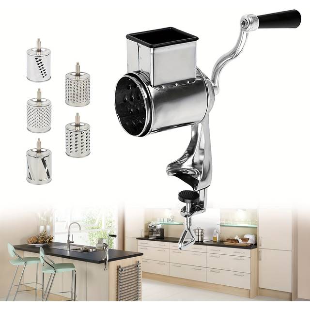 TEMU Rotary Coconut Cheese Grater Manual Vegetable Grinder Stainless Steel