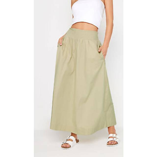 Pixiegirl Petite Stone Brown Poplin Maxi Skirt 16 Pixiegirl | Petite Women's Maxi Skirts