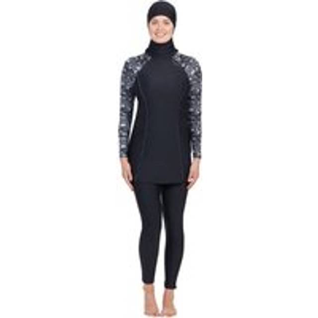 Modesty Suit side print Women One Piece Swimsuit - Black - 18