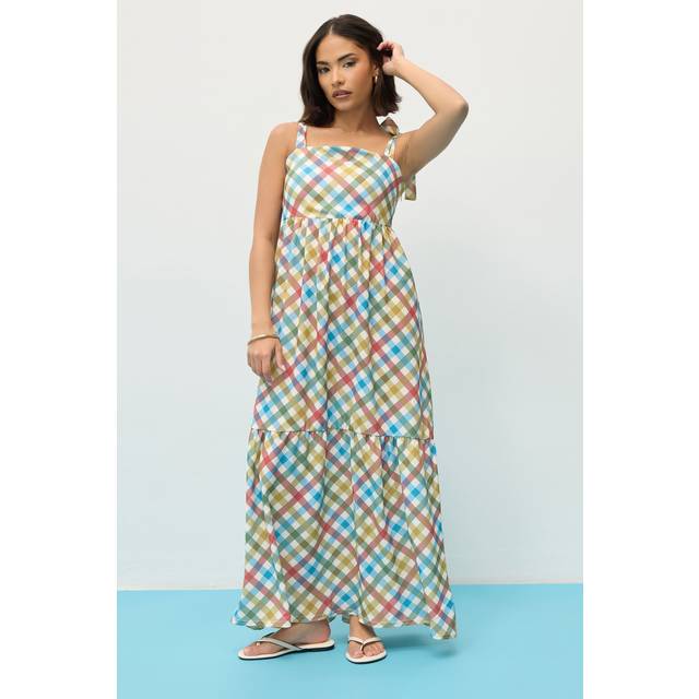 Pixiegirl Red Gingham Tie Shoulder Maxi Dress 16 Pixiegirl | Petite Women's Maxi Dresses