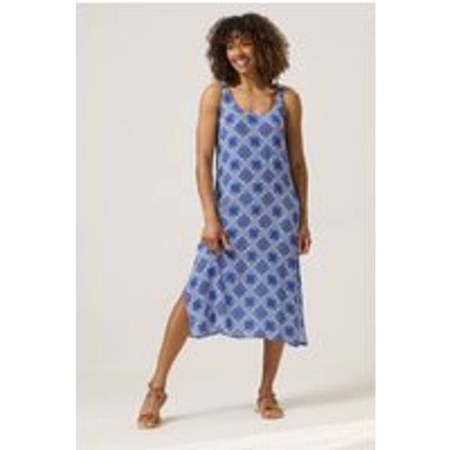 M&Co Blue & White Tile Print Buckle Strap Beach Dress 20 M&Co Womens