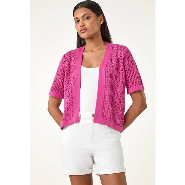 Open Knit Cardigan - Pink - 20