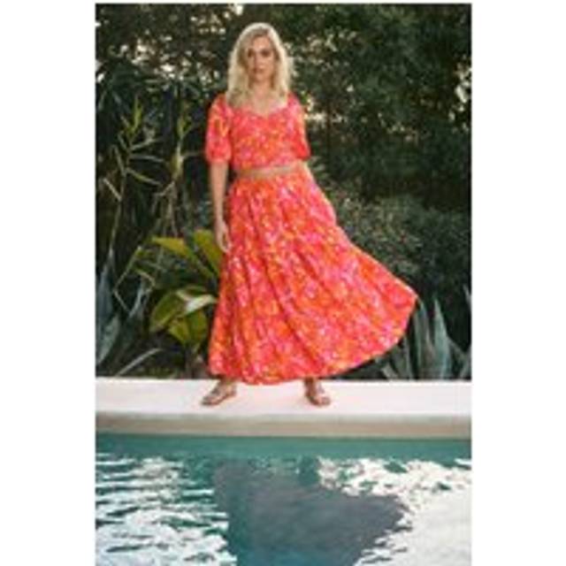 Yours Curve Pink Floral Shirred Puff Sleeve Crop Top, Women's Curve & Plus Size, Yours - 22-24