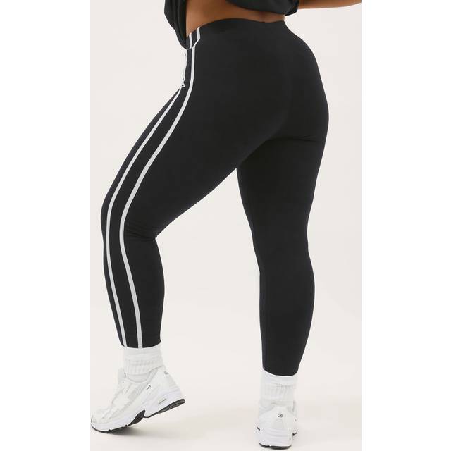 Yours Active Curve Black & White Side Stripe Leggings, Women's Curve & Plus Size, Yours - 30-32