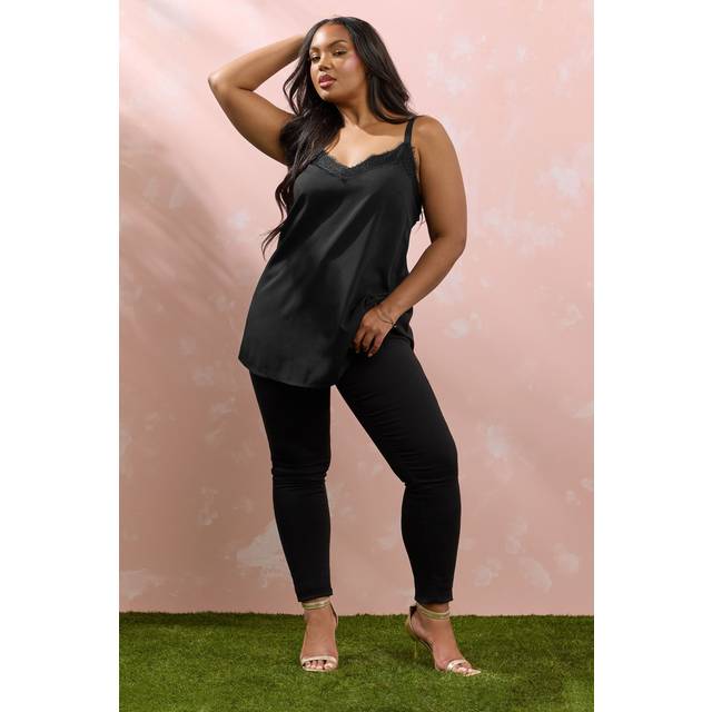 Yours Curve Black Lace Cami Vest Top, Women's Curve & Plus Size, Yours - 14