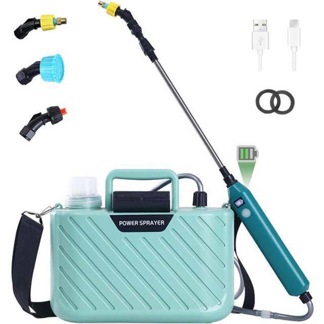 AutoPump 5L Pressure Sprayer, Electric Plant Sprayer with 3 Adjustable Nozzles, Rechargeable Telescopic Lance with Visible Battery Level, usb