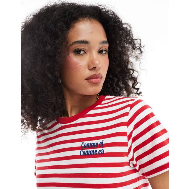 Comme Ci Comme Ca Striped T-Shirt White/Poppy Red/Royal Blue