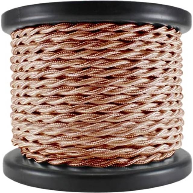 2Core Twisted Vintage Coloured 0.75Mm Braided Fabric Flexible Electrical UK Lighting Wire Cord / Cable - Rose Gold (0.08cm W X 0.08cm D)