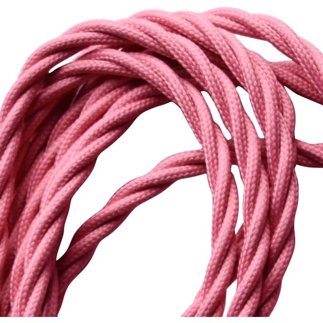 2Core Twisted Vintage Coloured 0.75Mm Braided Fabric Flexible Electrical UK Lighting Wire Cord / Cable - Rose Pink (0.08cm W X 0.08cm D)