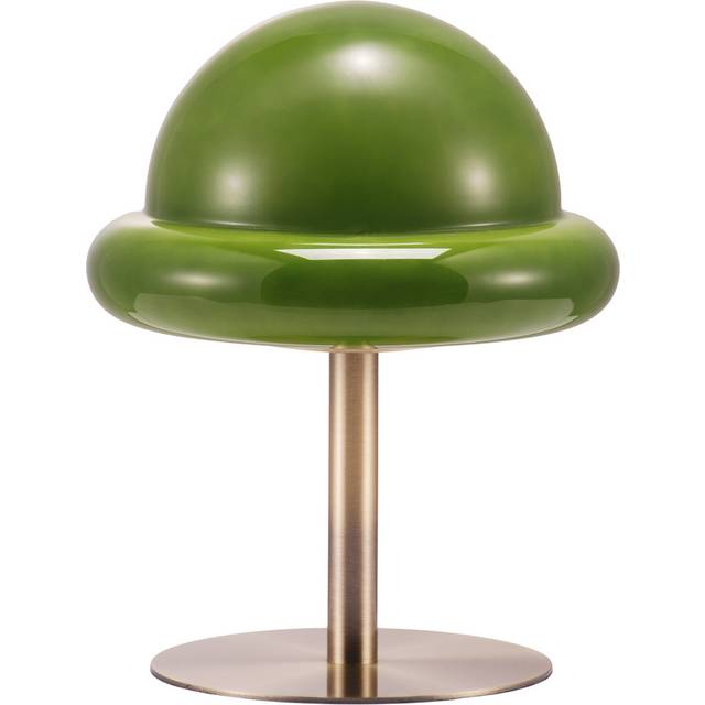 Traditional Antique Brass Bankers Desk Lamp With Green Mushroom Glass Shade By - Brown (26cm H X 20cm W X 20cm D)