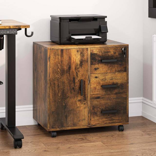 Danby 60cm Wide 3 -Drawer File Cabinet - Brown (57cm H X 60cm W X 40cm D)