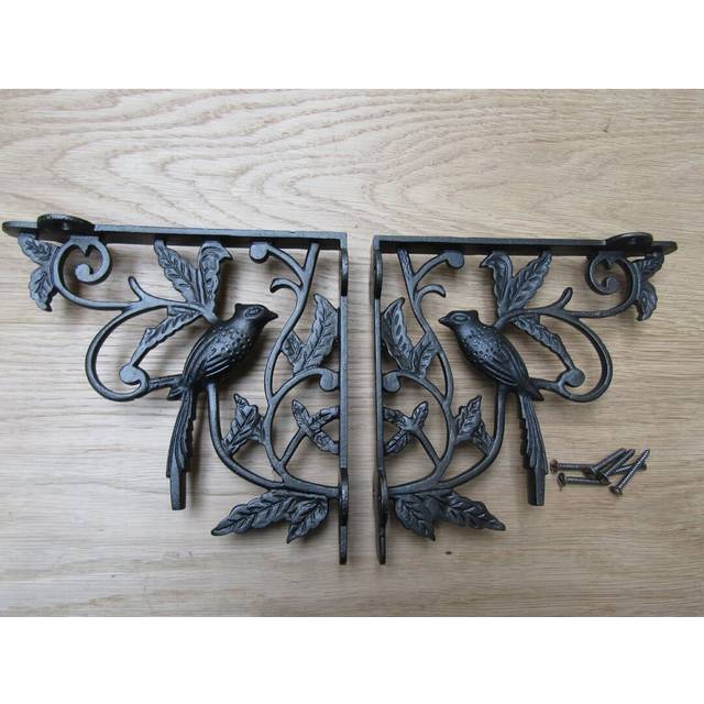 Pair Of One Bird Shelf Brackets Antique Iron by Ironmongery World