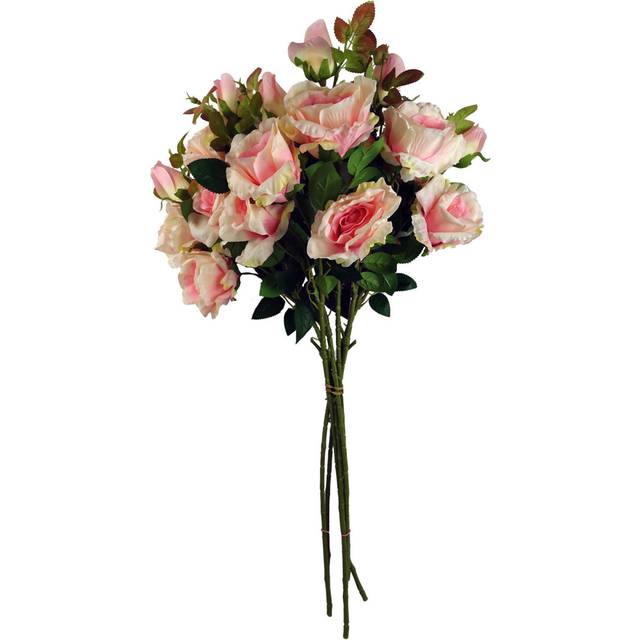 Leaf - Pack of 6 x 80cm Artificial Pink Rose Stem - 18 flowers