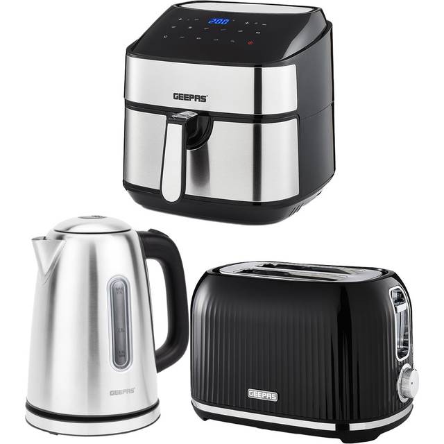 1.7L Electric Kettle 2 Slice Bread Toaster & 7.5L Air Fryer Set