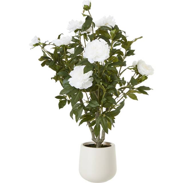 XL White Faux Peony Bush Potted Plant