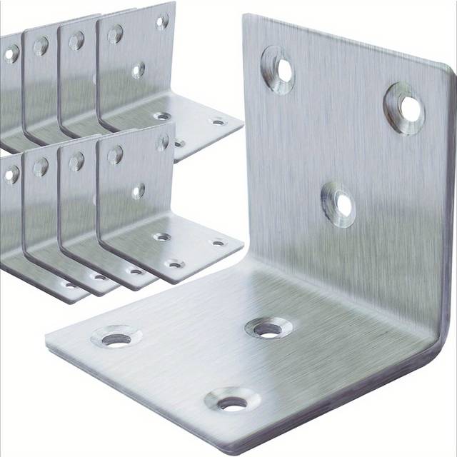 TEMU 20pcs Heavy Duty Stainless Steel L Brackets, 2"x2"x2" - Durable 90° Corner Braces For Wood Furniture, Shelves, And Diy Projects, Rust-resistant Brushed Finish, -in Installation, Capacity