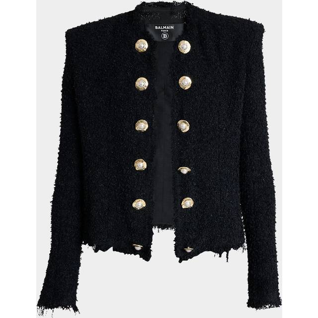 Two-Tone Button Tweed Spencer Jacket - BLACK - 38 FR (6 US)