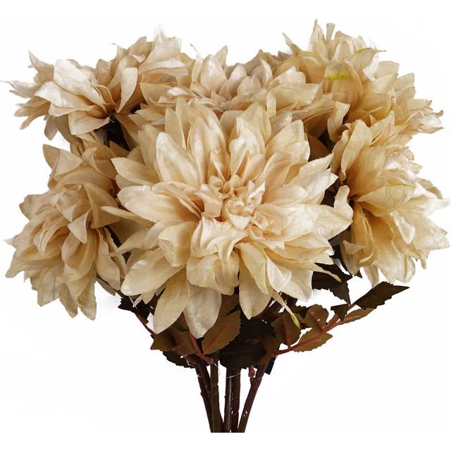 Leaf - Pack of 6 x 55cm Dahlia Flower Stem - Dusty Cream