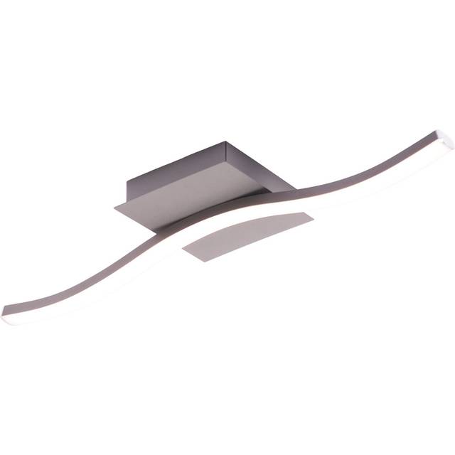 Contemporary Designer Single Wavy Strip LED Ceiling Light Fitting In Matte Grey By - Nickel