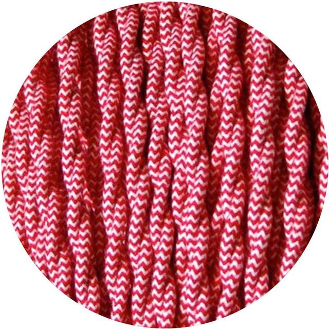 2Core Twisted Vintage Coloured 0.75Mm Braided Fabric Flexible Electrical UK Lighting Wire Cable - Red and White (0.08cm W X 0.08cm D)