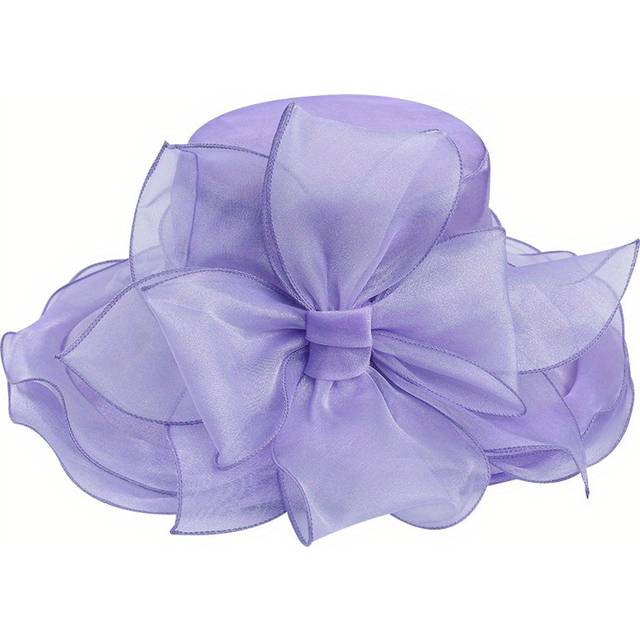 TEMU Vintage Organza Sun Hat For Women - Wide Brimmed, Breathable & Lightweight For Summer Beach Wear, Beach Ha