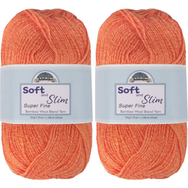 JubileeYarn Soft and Slim Yarn - Baby Weight Rayon from Bamboo Wool Blend - 50g/Skein - Apricot - 2 Skeins