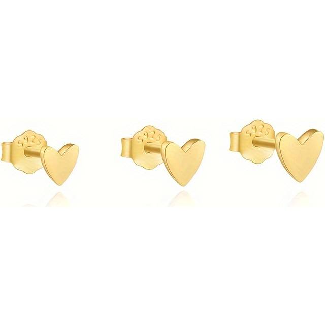 TEMU 3pcs Vintage Elegant Heart Earrings, 925 Sterling Silver, April Birthstone, Lightweight 0.83g, Fine Jewelry For Women, Daily & Gift Occasions, All Suitable