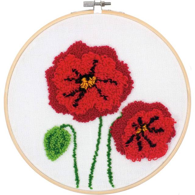 Dimensions Red Poppies Punch Needle Embroidery Kit  8 W x 8 L