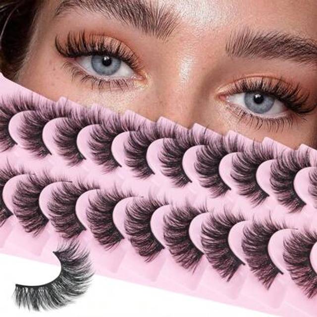 SHEIN 10 Pairs Manga Lashes Faux Mink Eyelashes Cat Eye Eyelashes Natural Full False Eyelashes Volumized Eyelash Extension Travel Essentials Makeup Tools