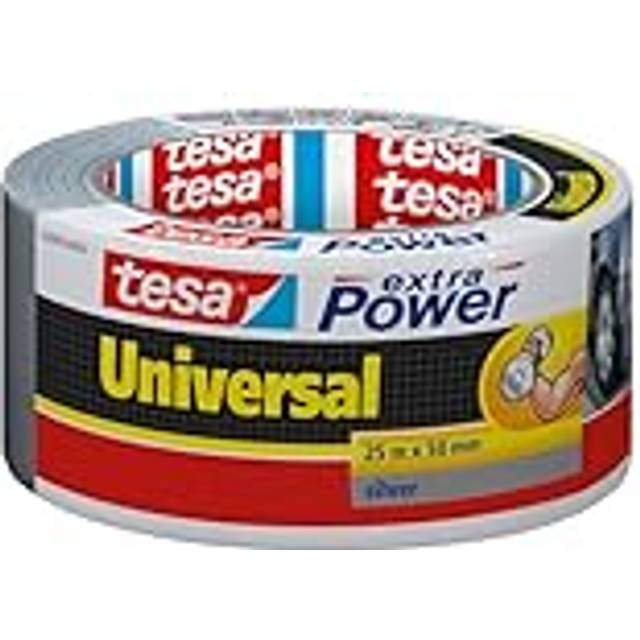 tesa extra Power Universal silvertejp - tejp med extra starkt grepp - mångsidig silvertejp för reparationer, montering, tätning med mera - grå - 1 rulle - 25 m x 50 mm