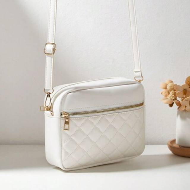 SHEIN Fashion Minimalist Rhombus Pattern Multi-Pocket Quilted Butterfly Shoulder Bag, Suitable For Commuting, Shopping, Travel, Casual, Sports, Mini Crossbo
