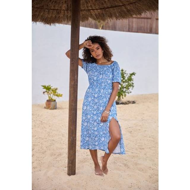 M&Co Blue Floral Print Midi Dress 20 M&Co Womens