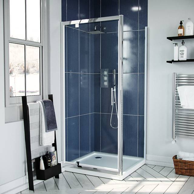 Nes Home 900 x 800mm Pivot Door Shower Enclosure & Side Panel Chrome