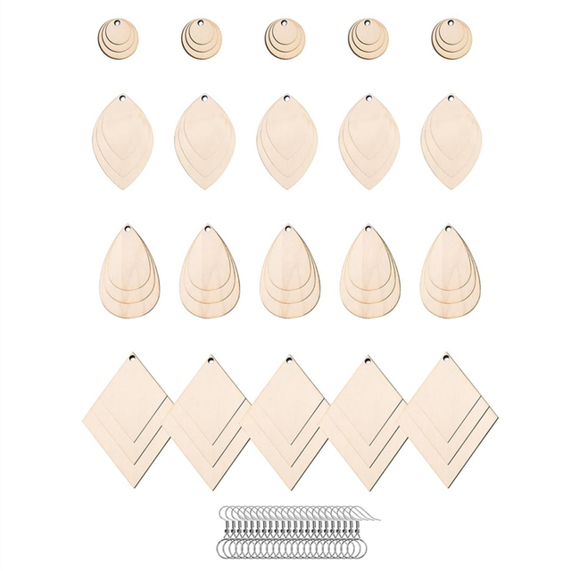 230 PCS 4 Shapes Unfinished Wooden Earrings Blanks
