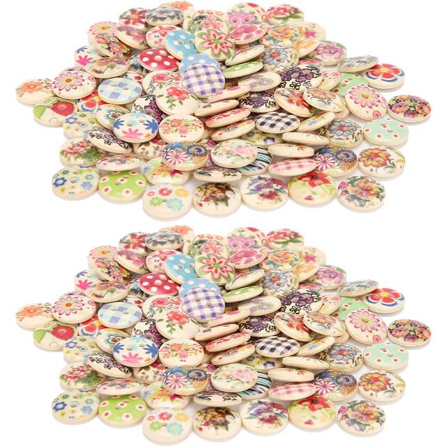 200Pcs Wooden Sewing Buttons 15mm with Assorted Colors for Crafts Making Clothing Sewing