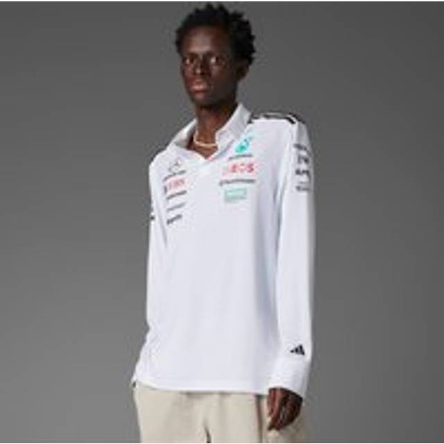 Mercedes AMG Petronas adidas F1 2025 Team Long Sleeve Polo - White