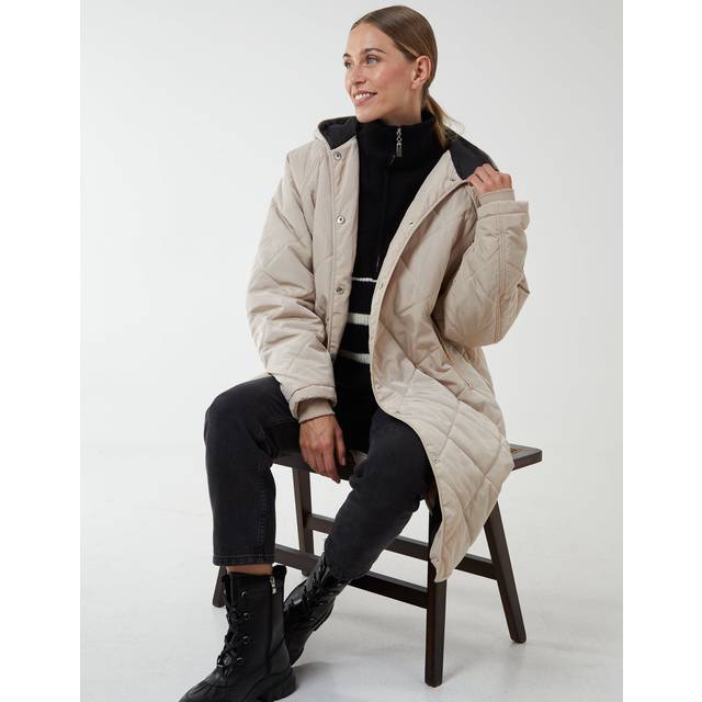 Diamond Quilted Coat - M / STONE