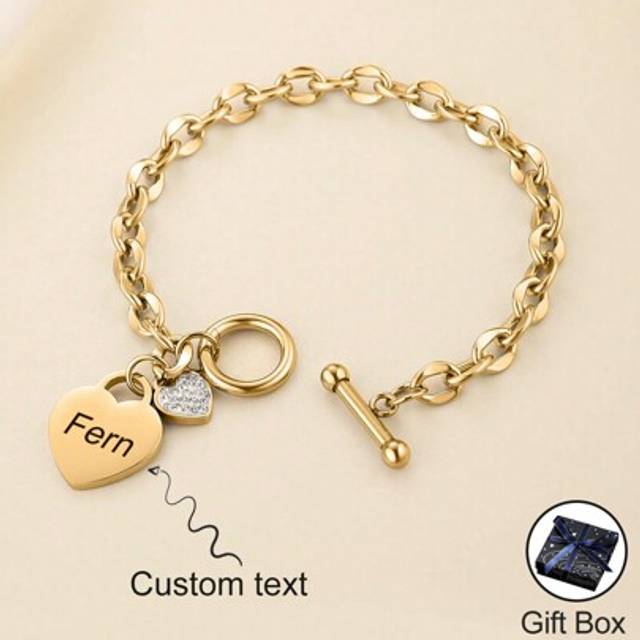 SHEIN Customized Name/Pattern Titanium Steel Bracelet, Versatile Ins Style Bracelet For Daily Outfit Matching, Gift Boxed, Ideal Gift For Wife, Girlfriend,