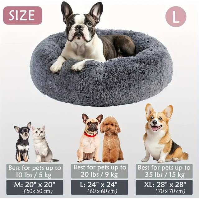 TEMU Plush Pet Cushion Sofa Bed - Non-slip, Cozy Fluffy Nest For Small To Medium - Haven With Soft Polyester Material, Pet Relaxation Spot|rounded Pet Nest|soft Polyester Bed