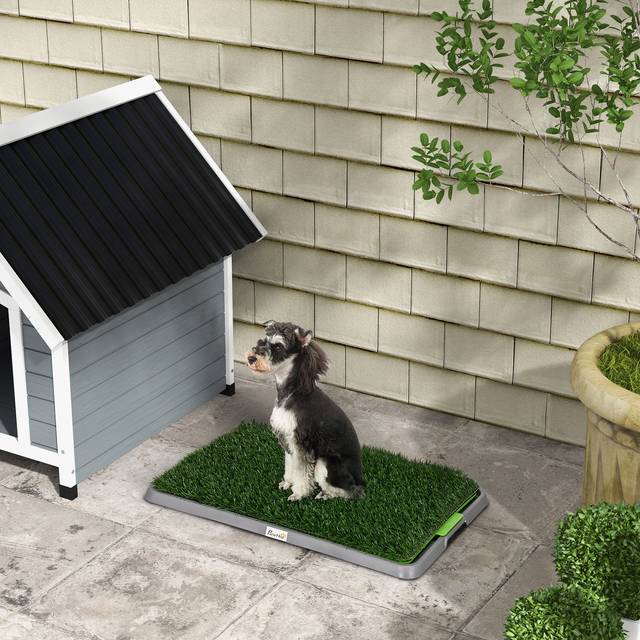 TEMU Dog Toilet, Artificial Grass For Dogs With Tray For Potty Training Indoor Outdoor Use, Easy To Clean, 2 Packs, 67 X 41cm, Green